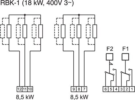 Схема подключения электрического канального нагревателя Systemair RBK 45/17 400V/3